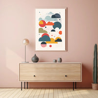 Colorful Geometric Cloud and Raindrop Abstract Artistic Poster PosterGoat