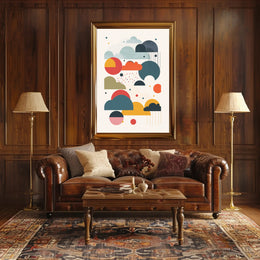 Colorful Geometric Cloud and Raindrop Abstract Artistic Poster PosterGoat