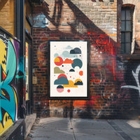 Colorful Geometric Cloud and Raindrop Abstract Artistic Poster PosterGoat
