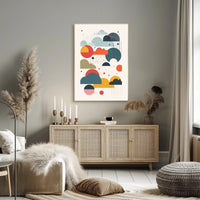 Colorful Geometric Cloud and Raindrop Abstract Artistic Poster PosterGoat