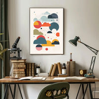 Colorful Geometric Cloud and Raindrop Abstract Artistic Poster PosterGoat