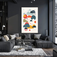 Colorful Geometric Cloud and Raindrop Abstract Artistic Poster PosterGoat