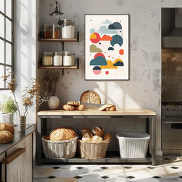 Colorful Geometric Cloud and Raindrop Abstract Artistic Poster PosterGoat