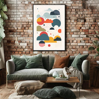 Colorful Geometric Cloud and Raindrop Abstract Artistic Poster PosterGoat
