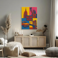 Colorful New York Icons Pop Art Travel Poster PosterGoat