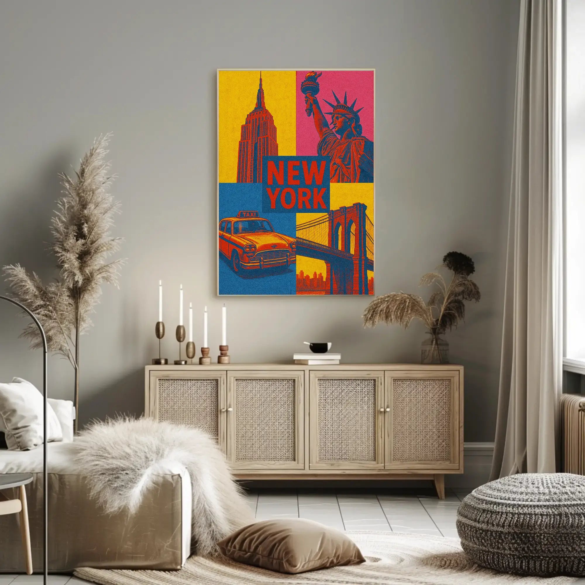 Colorful New York Icons Pop Art Travel Poster PosterGoat