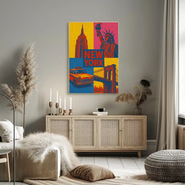 Colorful New York Icons Pop Art Travel Poster PosterGoat