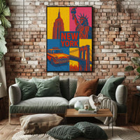 Colorful New York Icons Pop Art Travel Poster PosterGoat