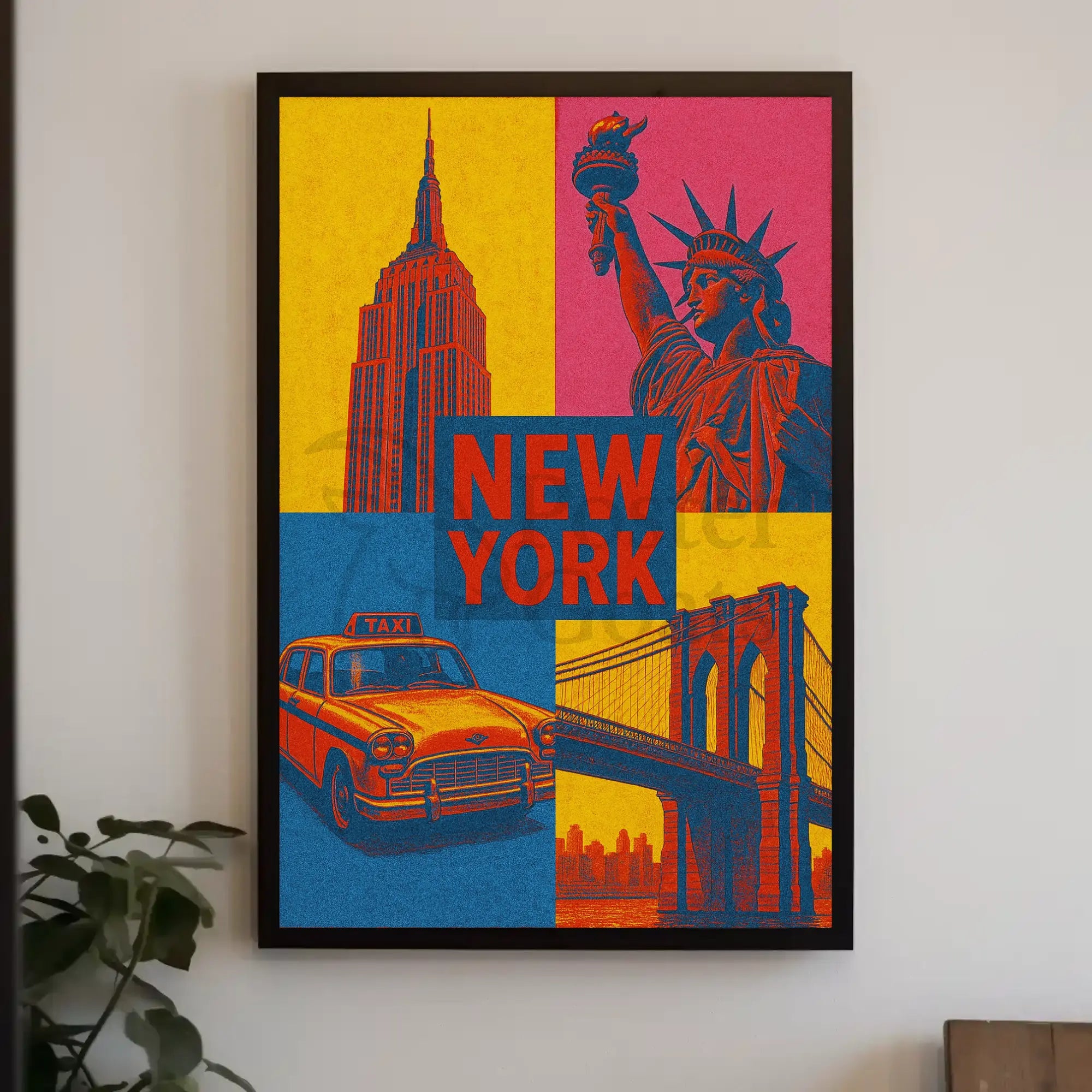 Colorful New York Icons Pop Art Travel Poster PosterGoat