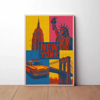 Colorful New York Icons Pop Art Travel Poster PosterGoat