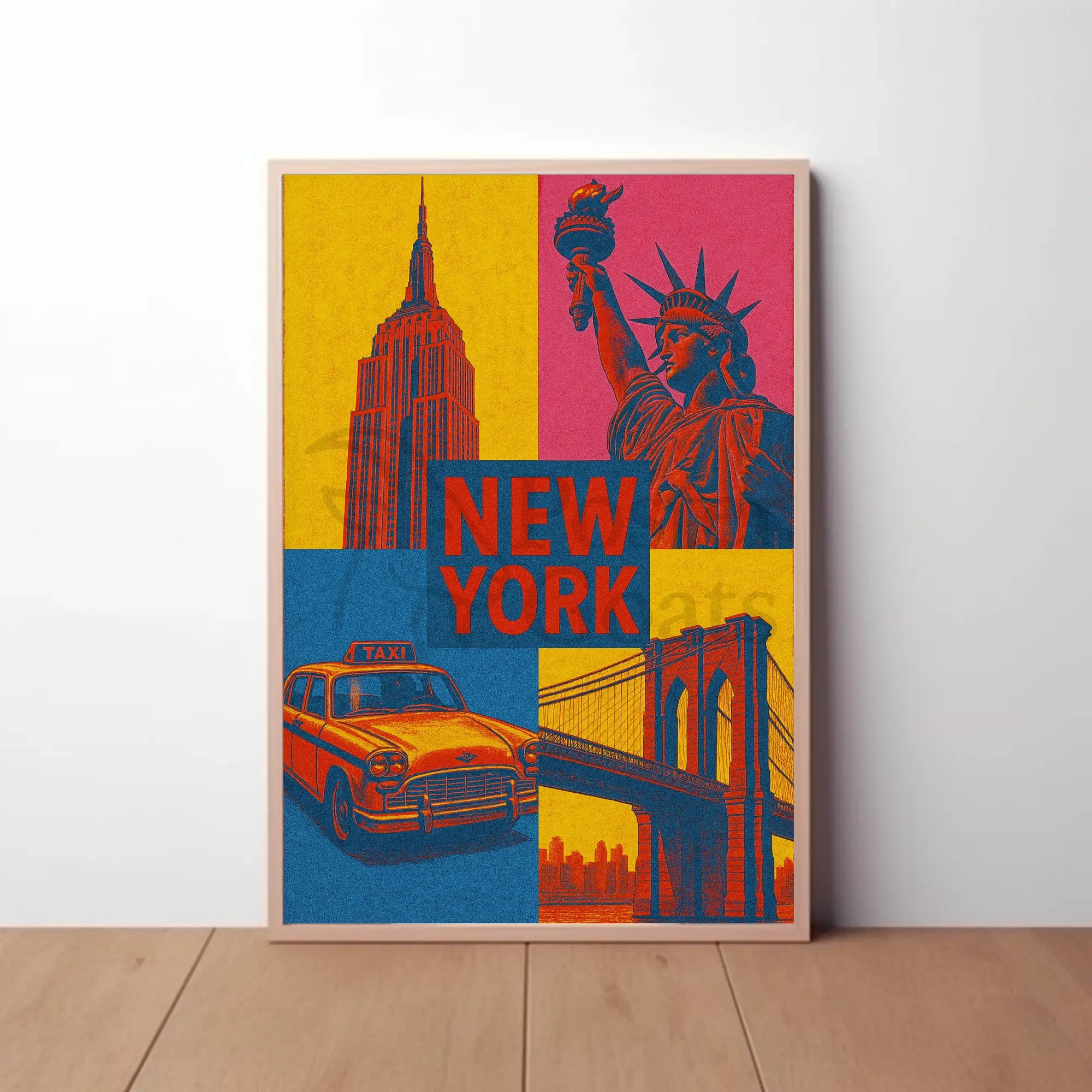 Colorful New York Icons Pop Art Travel Poster PosterGoat