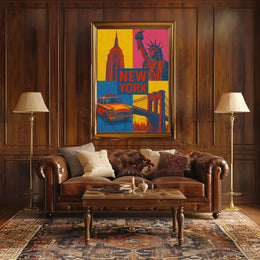 Colorful New York Icons Pop Art Travel Poster PosterGoat