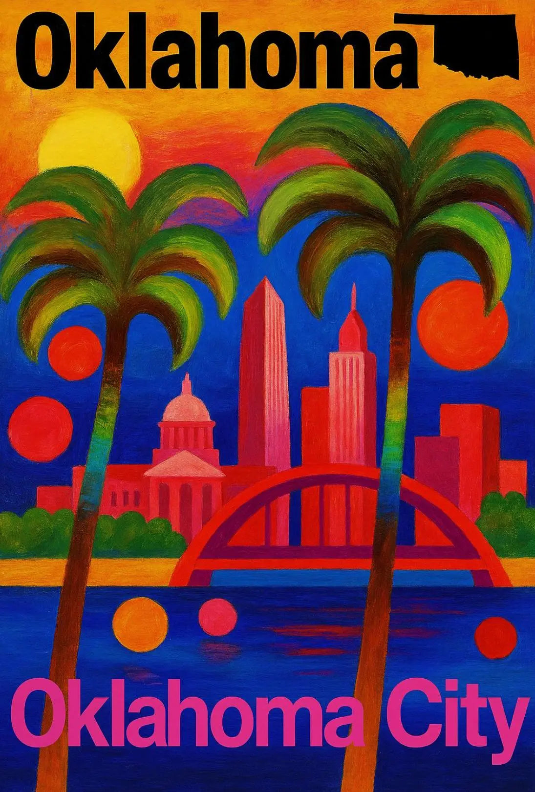 Colorful Oklahoma City Abstract Skyline Art Poster PosterGoat