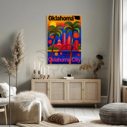 Colorful Oklahoma City Abstract Skyline Art Poster PosterGoat