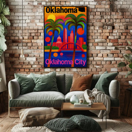 Colorful Oklahoma City Abstract Skyline Art Poster PosterGoat
