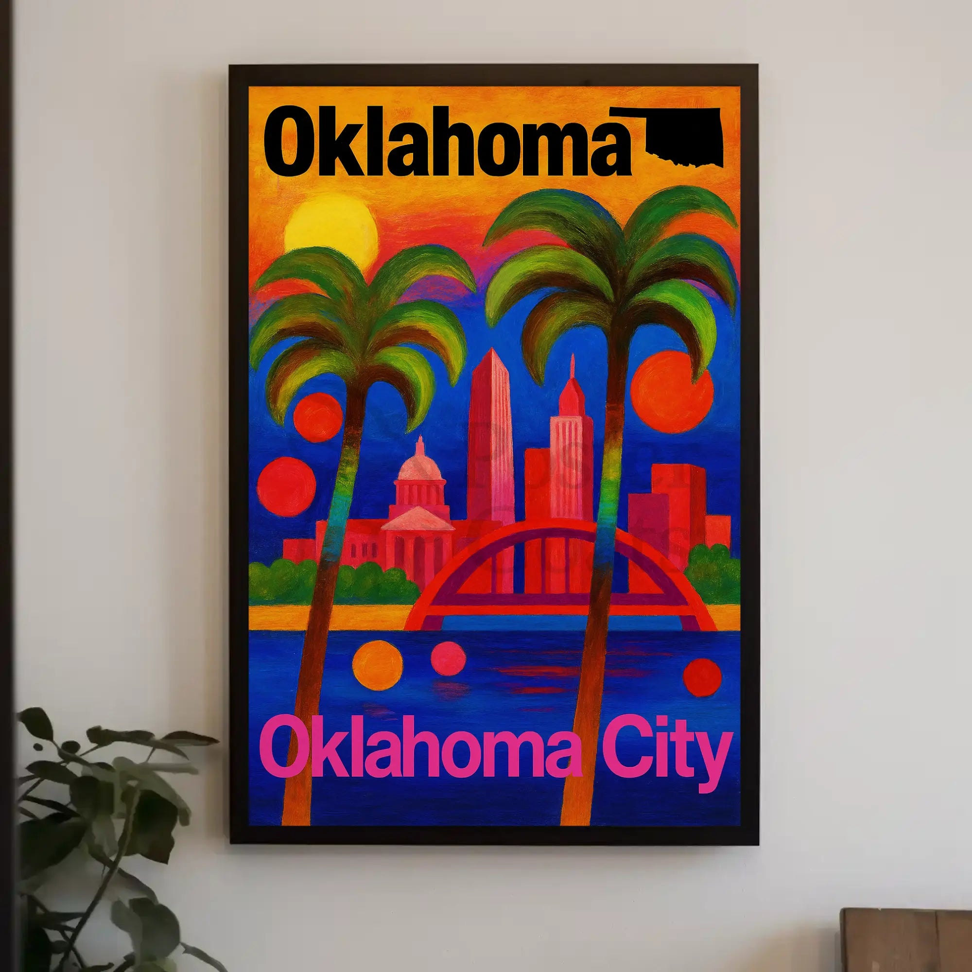 Colorful Oklahoma City Abstract Skyline Art Poster PosterGoat