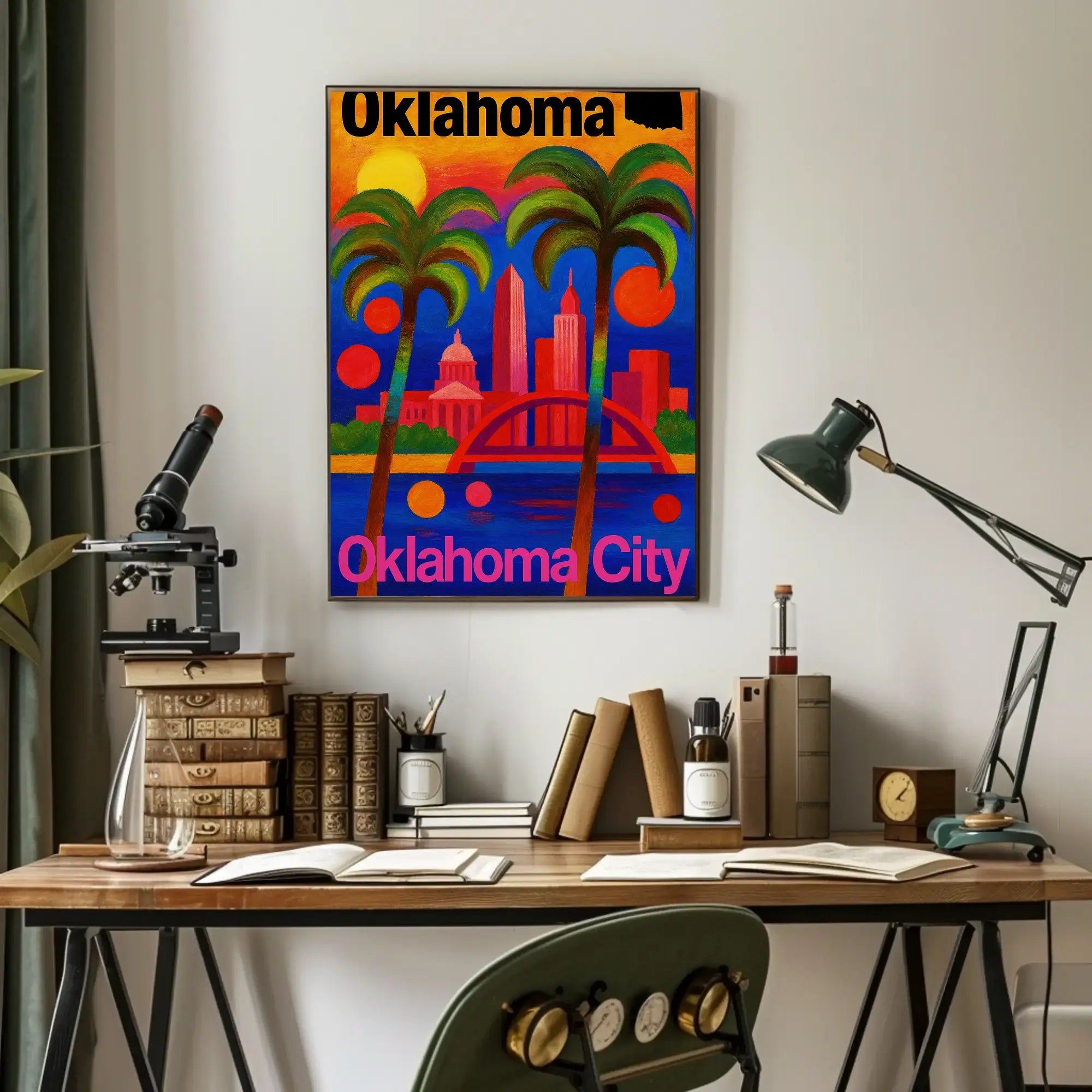 Colorful Oklahoma City Abstract Skyline Art Poster PosterGoat