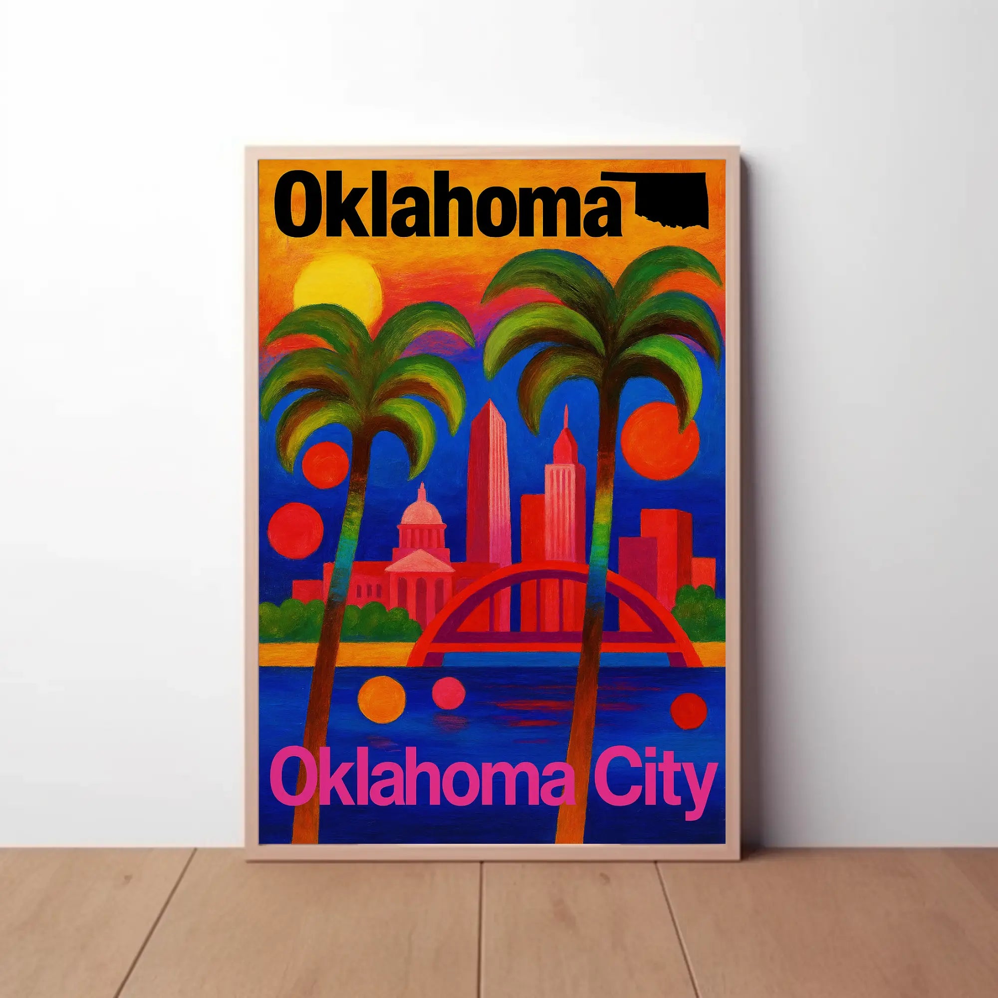 Colorful Oklahoma City Abstract Skyline Art Poster PosterGoat