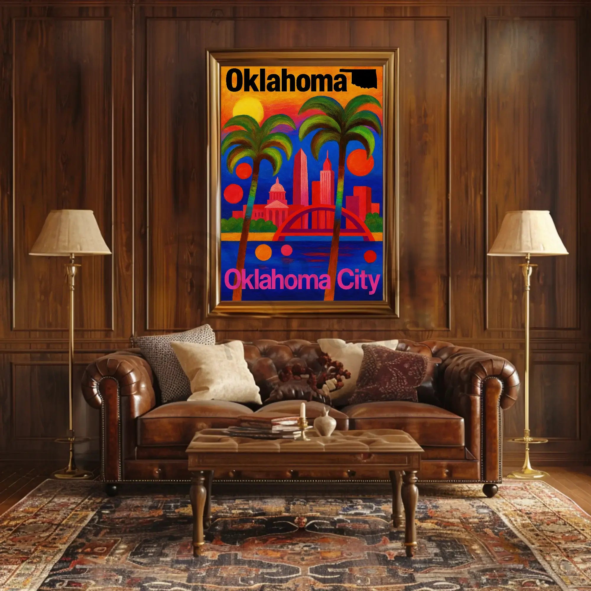 Colorful Oklahoma City Abstract Skyline Art Poster PosterGoat