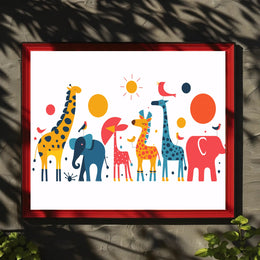 Colorful Safari Animal Adventure Poster PosterGoat