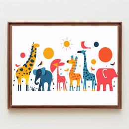 Colorful Safari Animal Adventure Poster PosterGoat