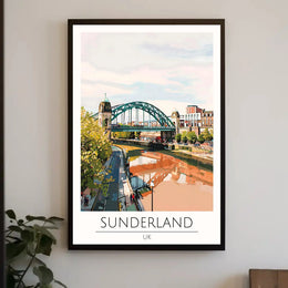 Colorful Sunderland Bridge Urban Scene Travel Poster PosterGoat