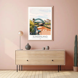 Colorful Sunderland Bridge Urban Scene Travel Poster PosterGoat