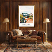 Colorful Sunderland Bridge Urban Scene Travel Poster PosterGoat