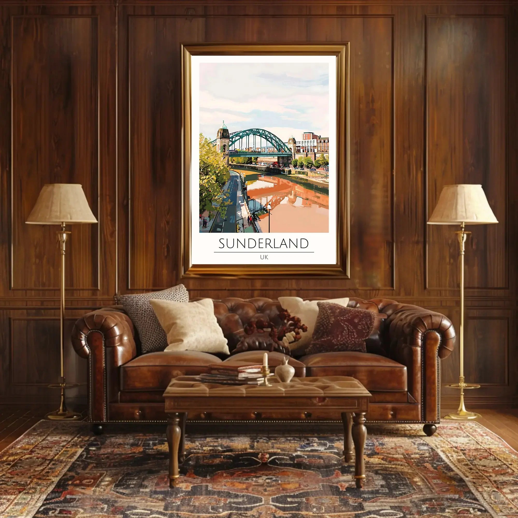 Colorful Sunderland Bridge Urban Scene Travel Poster PosterGoat