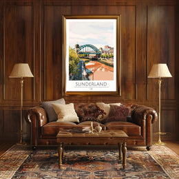 Colorful Sunderland Bridge Urban Scene Travel Poster PosterGoat