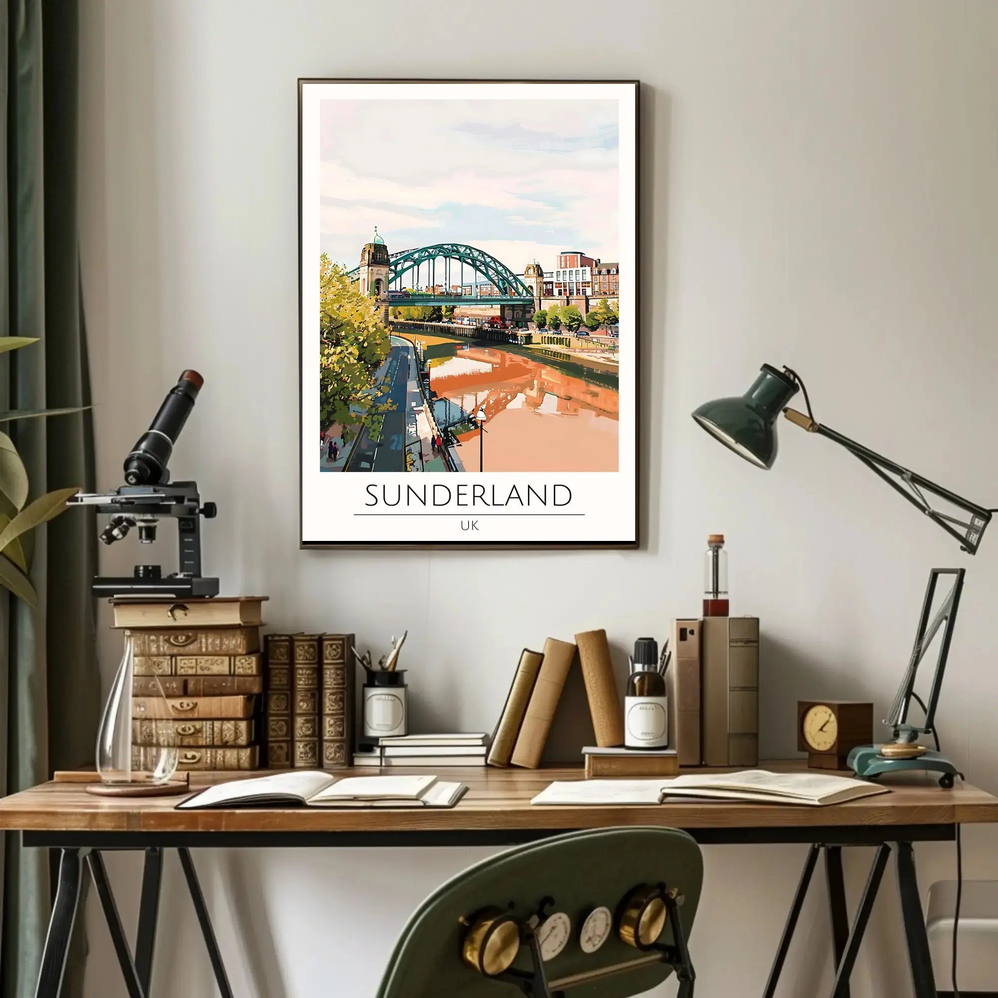 Colorful Sunderland Bridge Urban Scene Travel Poster PosterGoat