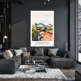 Colorful Sunderland Bridge Urban Scene Travel Poster PosterGoat