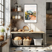 Colorful Sunderland Bridge Urban Scene Travel Poster PosterGoat