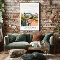 Colorful Sunderland Bridge Urban Scene Travel Poster PosterGoat