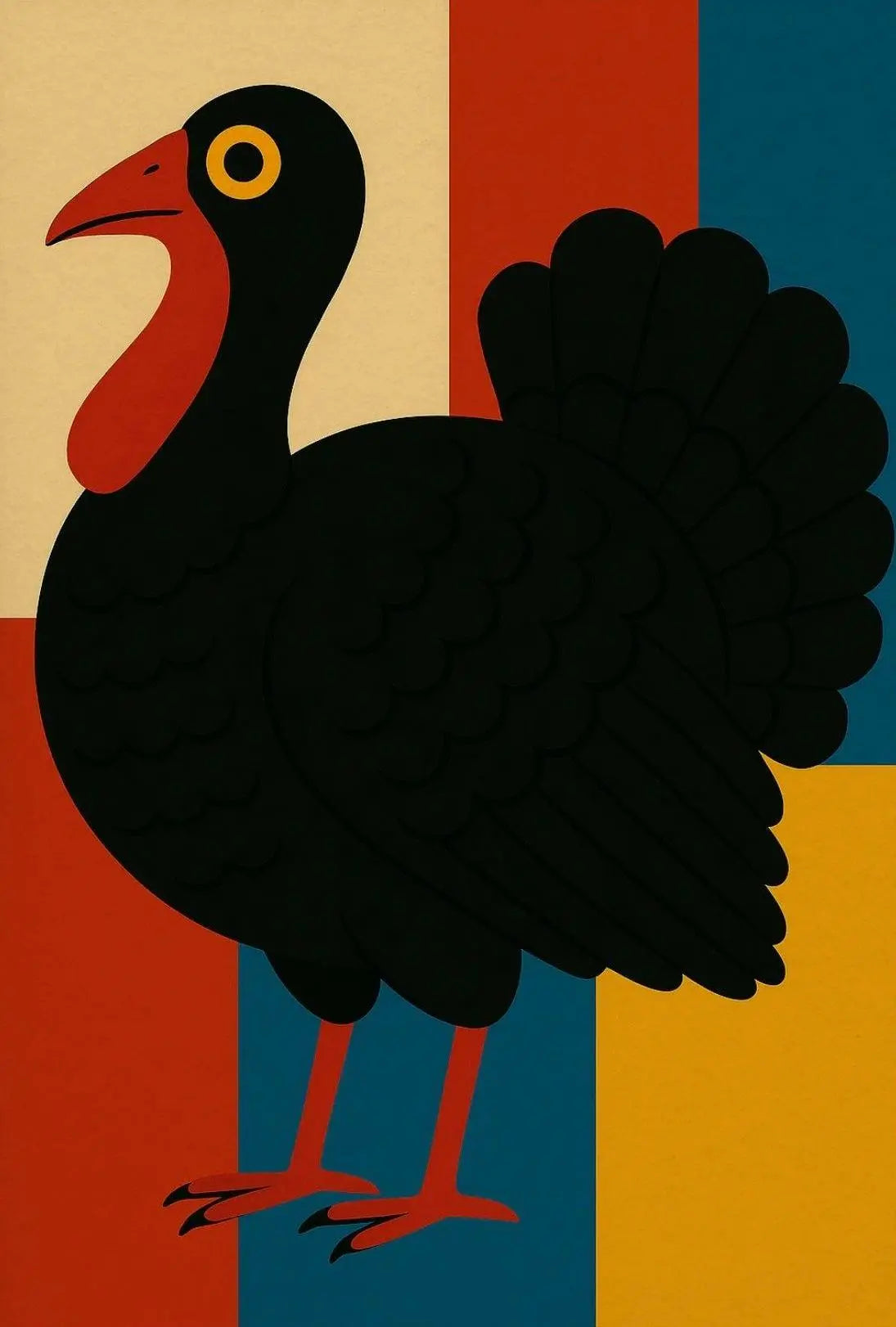 Colorful Turkey Art Celebrates Autumn and Harvest Animal Poster PosterGoat