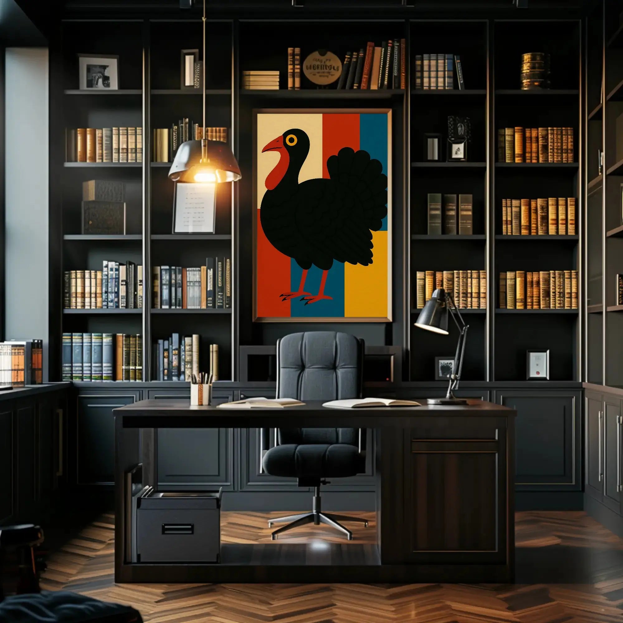 Colorful Turkey Art Celebrates Autumn and Harvest Animal Poster PosterGoat