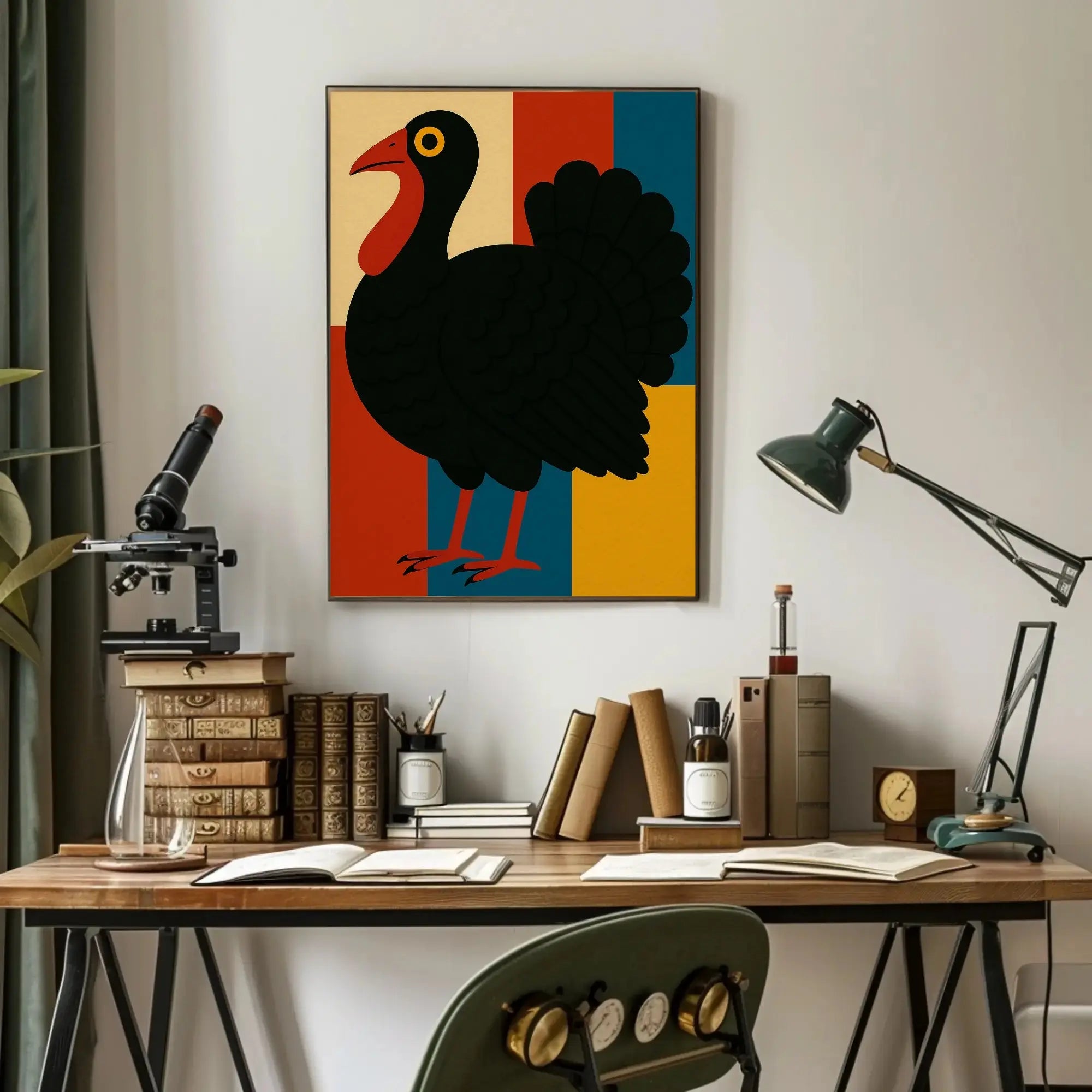 Colorful Turkey Art Celebrates Autumn and Harvest Animal Poster PosterGoat