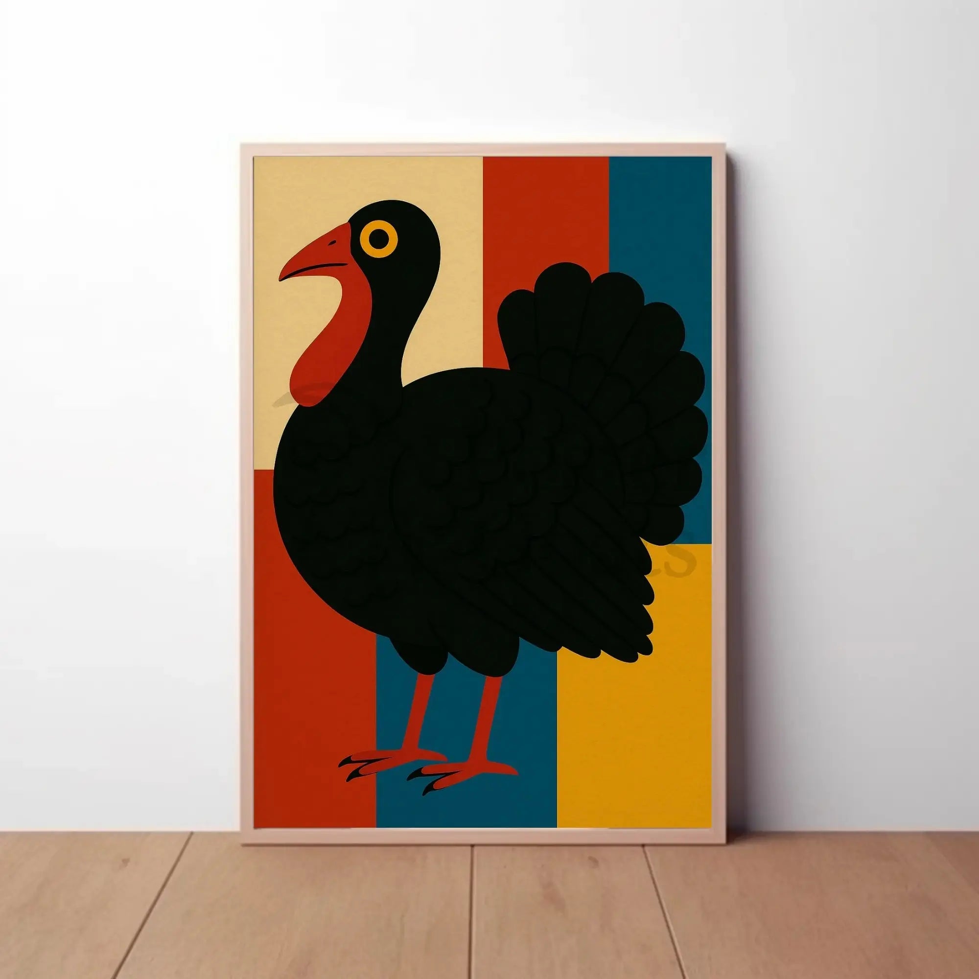 Colorful Turkey Art Celebrates Autumn and Harvest Animal Poster PosterGoat