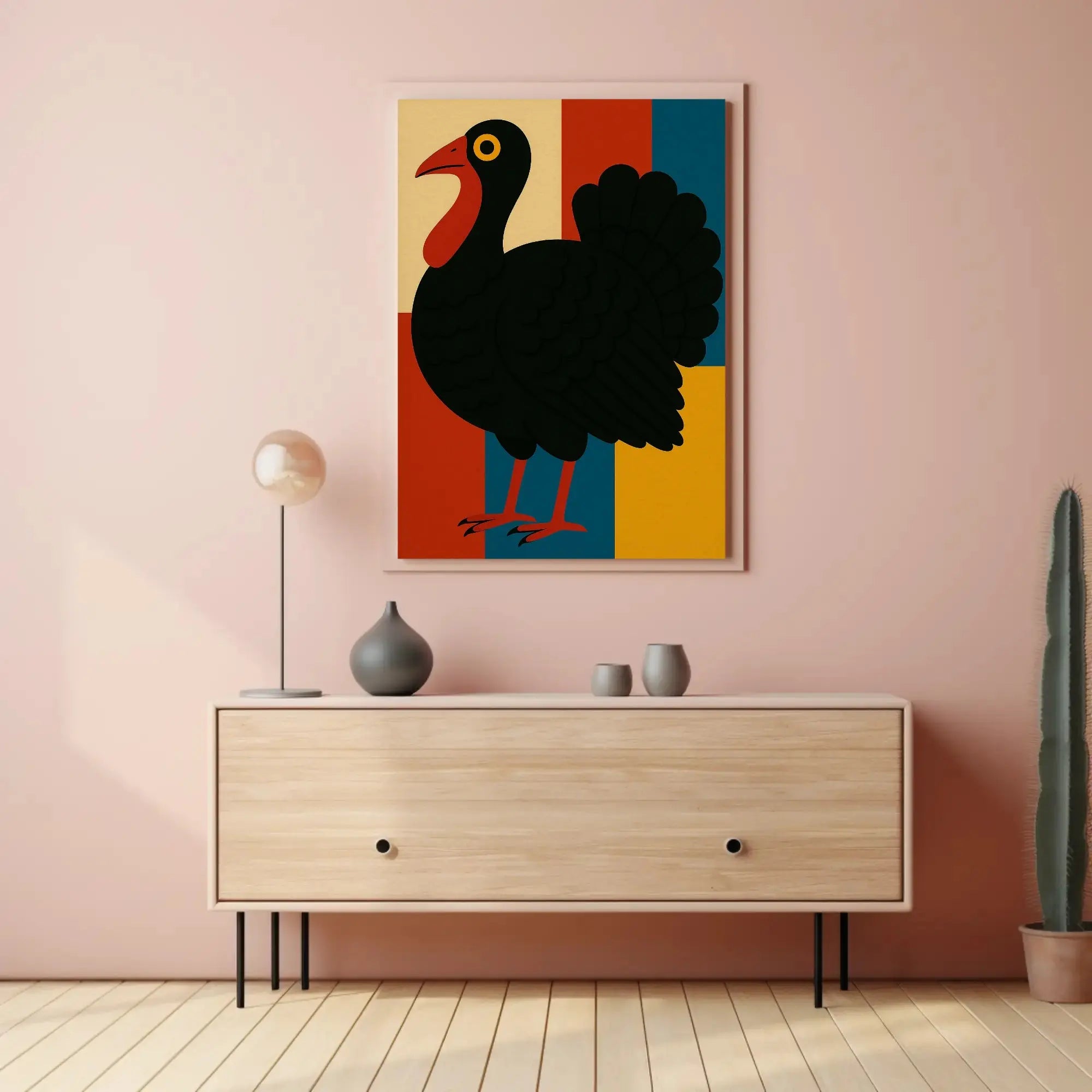 Colorful Turkey Art Celebrates Autumn and Harvest Animal Poster PosterGoat