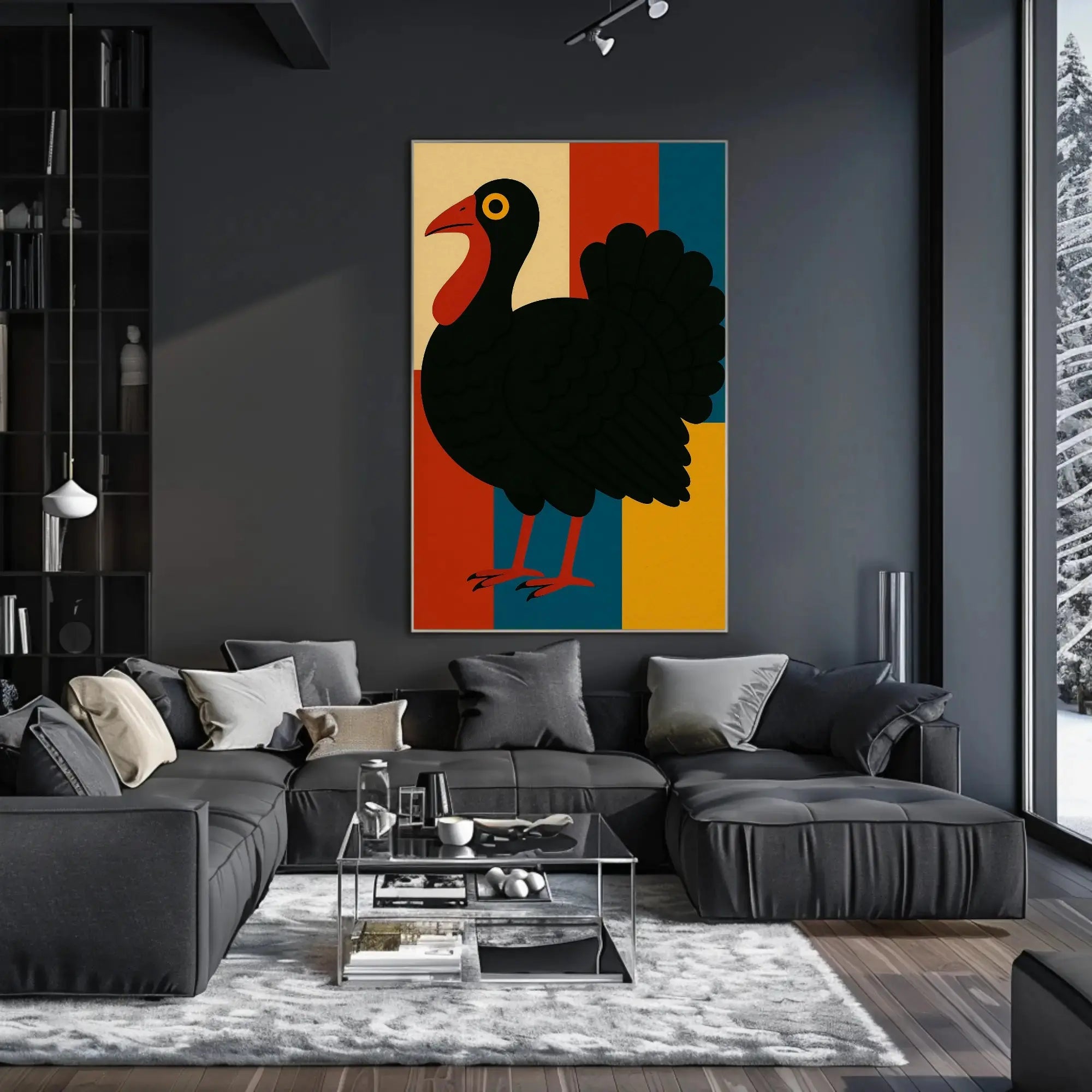 Colorful Turkey Art Celebrates Autumn and Harvest Animal Poster PosterGoat