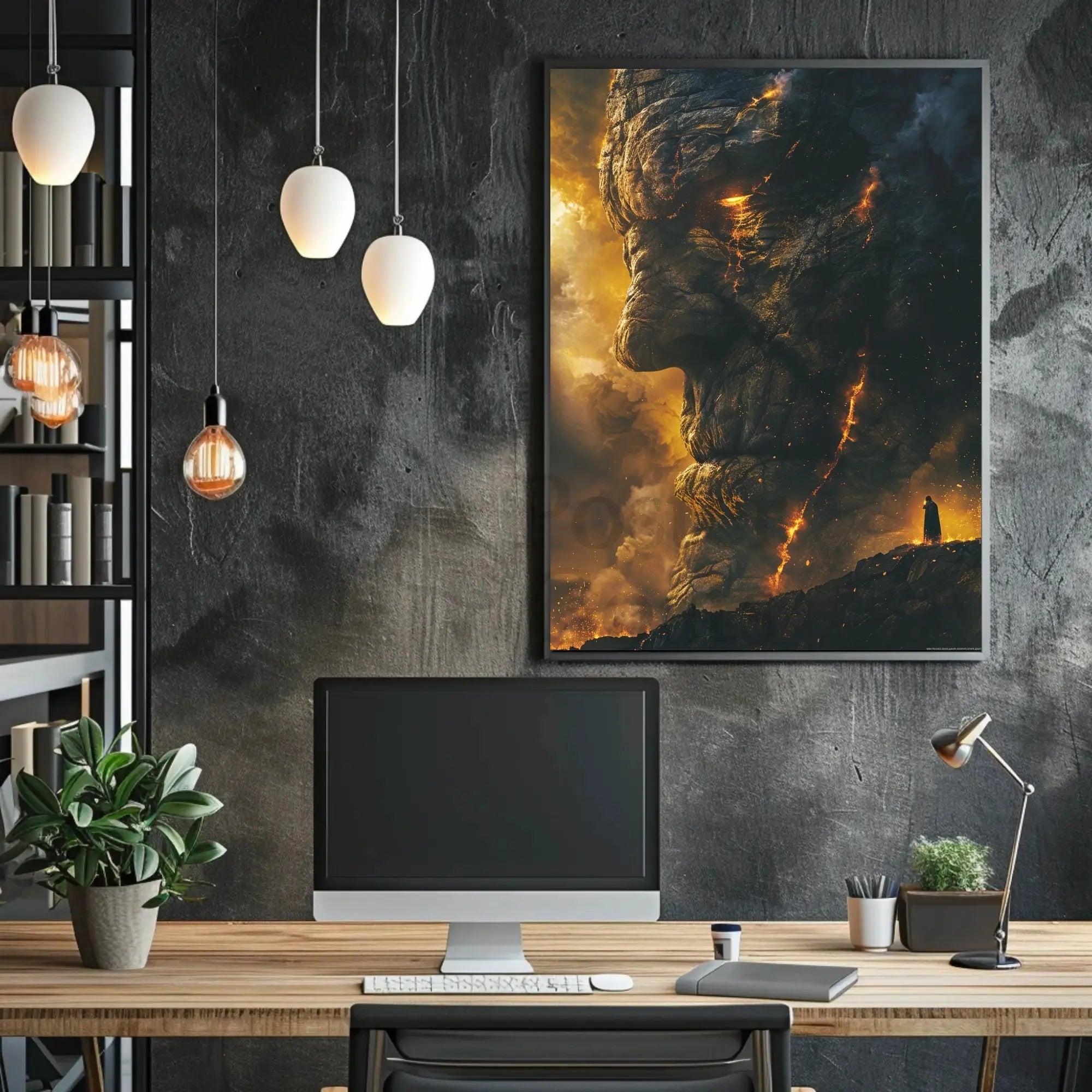 Colossal Mythical Confrontation Fantasy World Poster PosterGoat