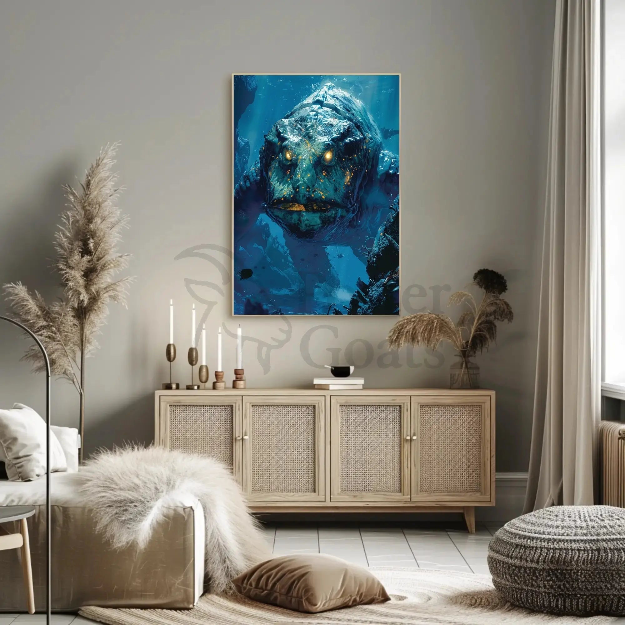 Colossal Mythical Sea Creature Futuristic Sci-Fi Poster PosterGoat