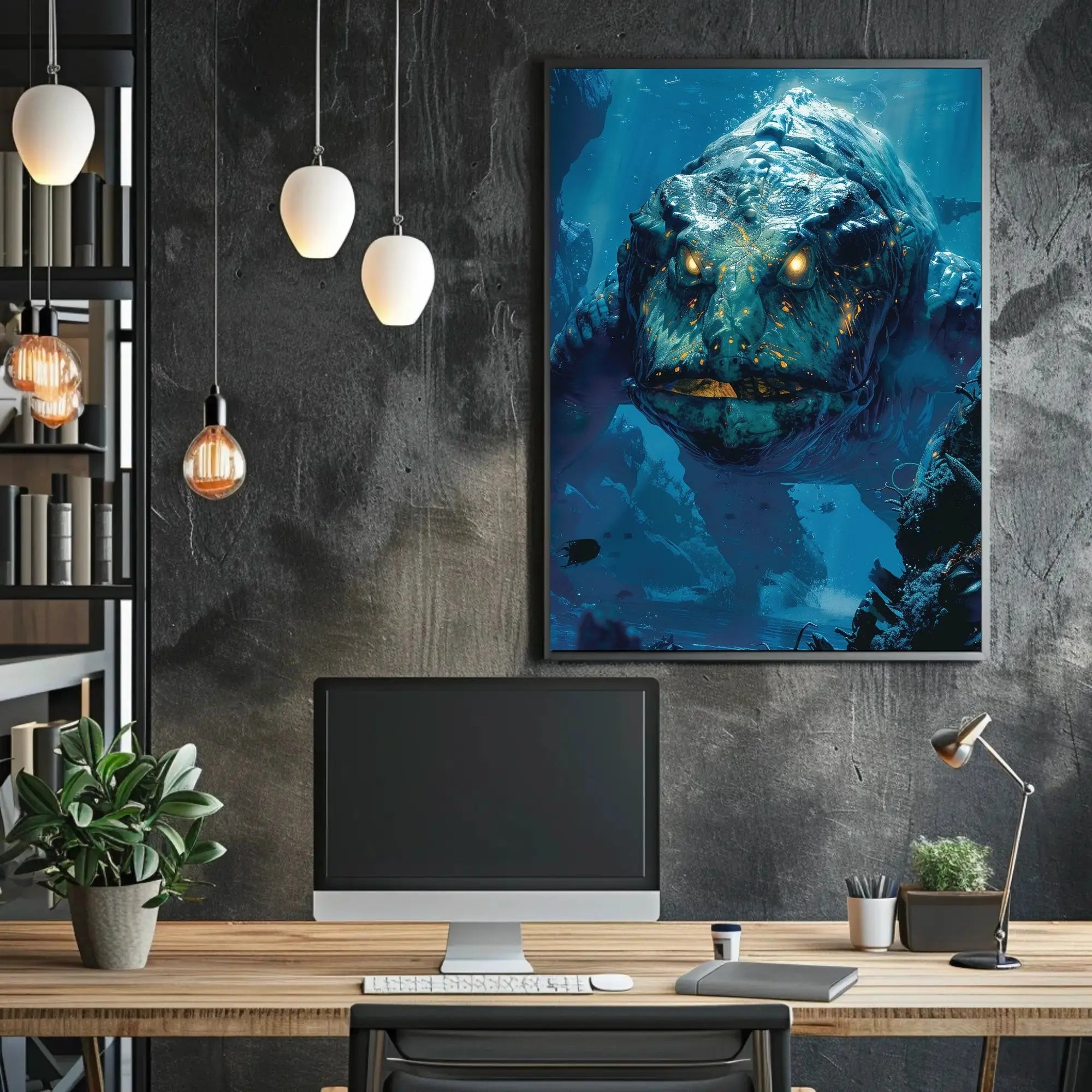 Colossal Mythical Sea Creature Futuristic Sci-Fi Poster PosterGoat