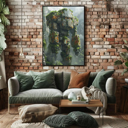 Colossal Robot Overlooking Nature Futuristic Sci-Fi Poster PosterGoat