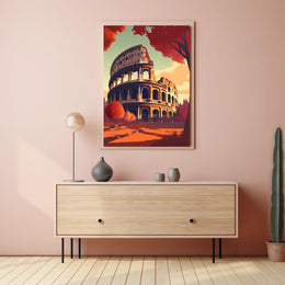 Colosseum Italy in Vibrant Autumn Travel Poster PosterGoat