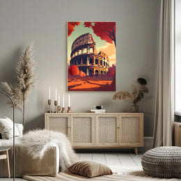 Colosseum Italy in Vibrant Autumn Travel Poster PosterGoat