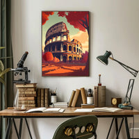 Colosseum Italy in Vibrant Autumn Travel Poster PosterGoat