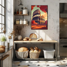 Colosseum Italy in Vibrant Autumn Travel Poster PosterGoat