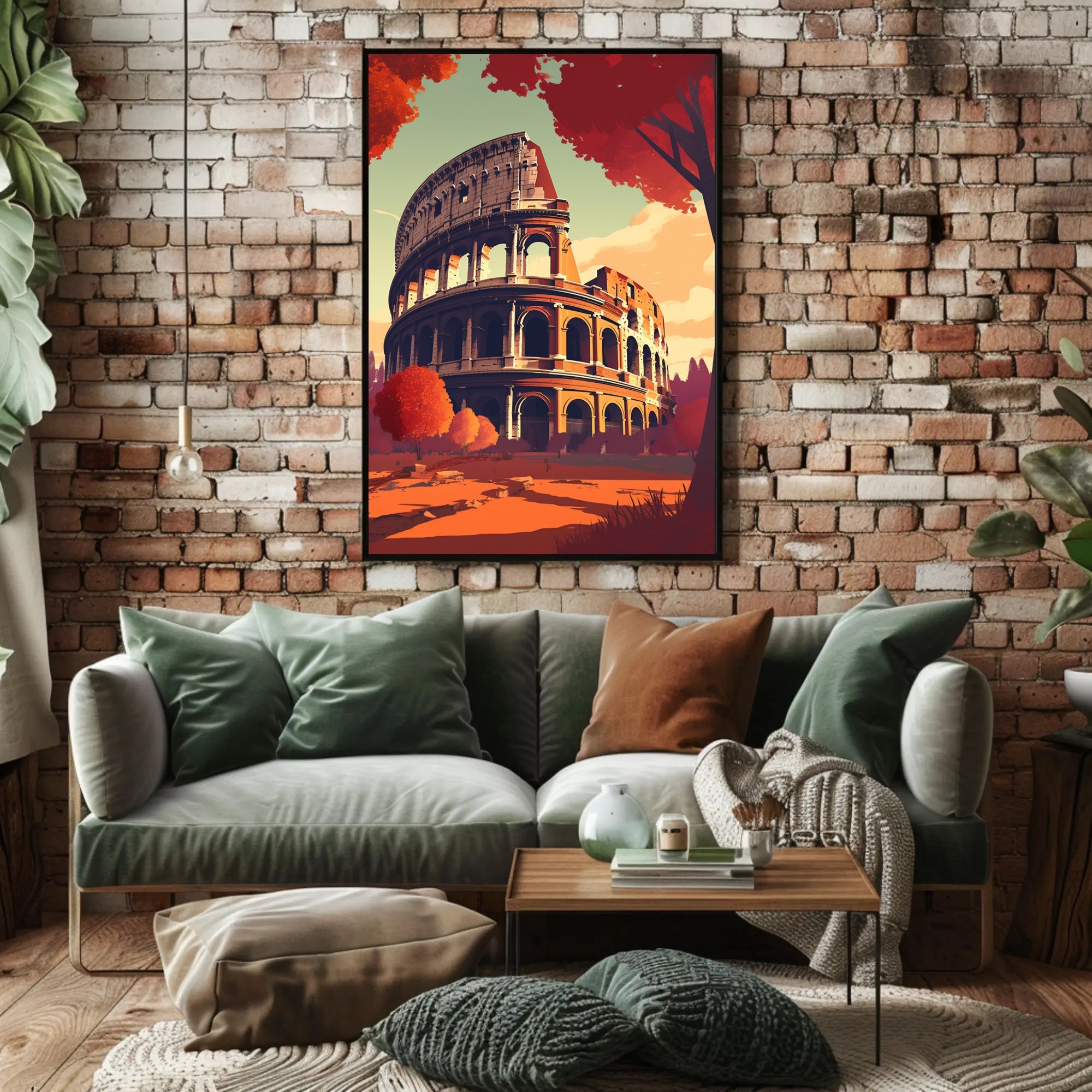 Colosseum Italy in Vibrant Autumn Travel Poster PosterGoat