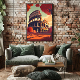 Colosseum Italy in Vibrant Autumn Travel Poster PosterGoat